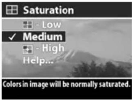 Saturation - Low ✓ Medium - High Help... Colors in image will be normally saturated.