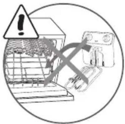 Warning symbol with exclamation mark over a device, indicating hazardous or hazardous use