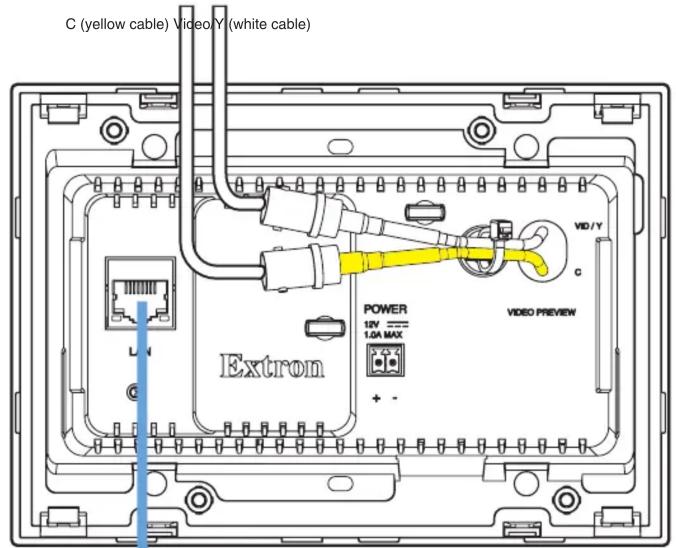 C (yellow cable) Video Y (white cable) Extron POWER 1kV 1.0A MAX + - VIDEO PREVIEW VID/Y c
