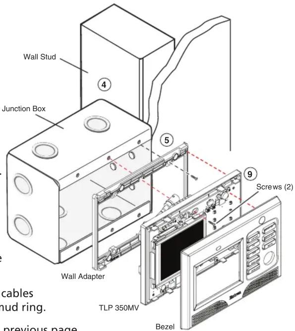 Wall Stud Junction Box Wall Adapter TLP 350MV Bezel Screws (2) 4 5 9 cables mud ring. previous page