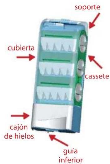soporte cubierta cassete cajón de hielos guía inferior