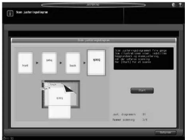 Scan justaring diagram Start 3.0kg back XPRO Scan justaring diagram set fine ange Set illustrat boxes after instillles begrundare og plan justaring, når der vahres scanning For [Start] for at scanve. Start Just diagram: 01 Runner scanning: 3/4 OK OK