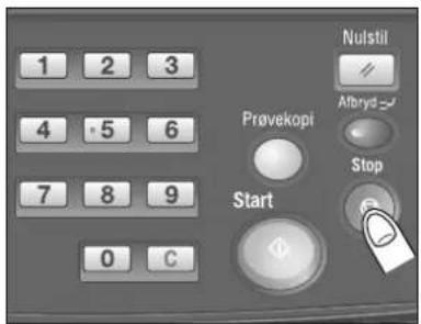 1 2 3 4 5 6 7 8 9 0 C Nulstil Afbyd-✓ Prøvekopi Stop Start