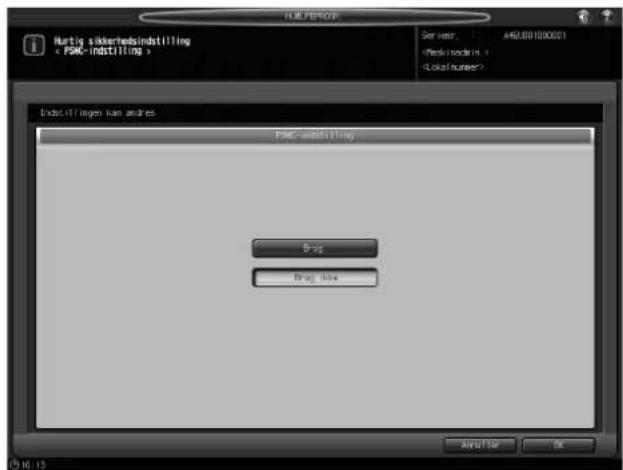 HURTIG SÄKKERHEDSINDSTILLING < PSK- indstilling > Servier: 100.0010.0001 (Shikrindm i) (Local number) Indstillingen kan anders PSK- indstilling Drag Drag mode AutoCAD OK C:\16.13