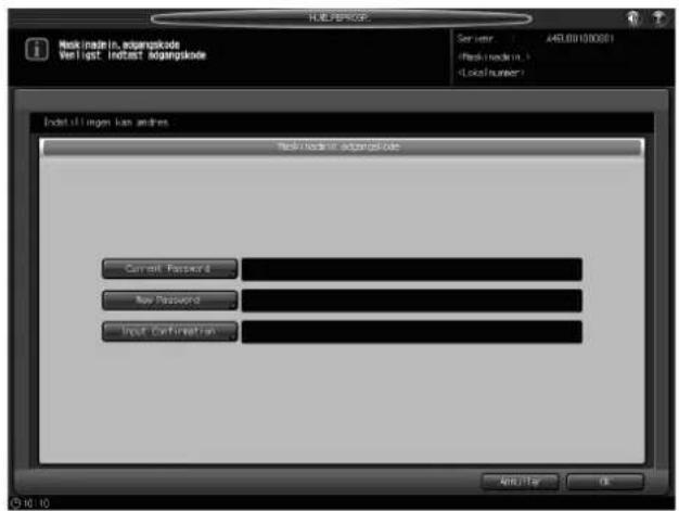 NUE/PROSP Nisk model in, adjangskode Verligst, Indust. Majangskode Server: 483.091000001 (Shark model in) (Local number) Industlingen han anders Nisk model in, adjangskode Current Password New Password Input Confirmation Add Input OK