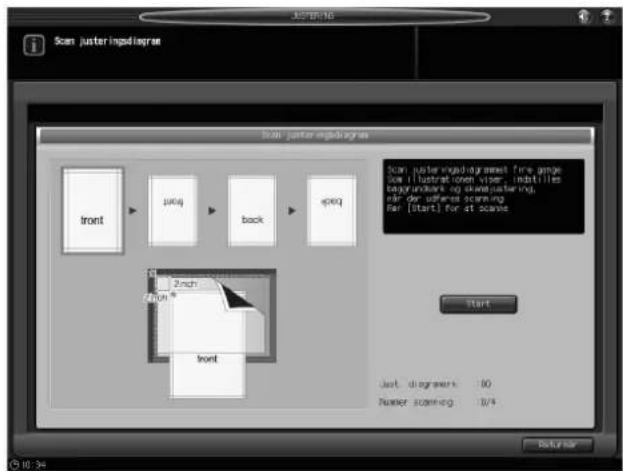 Scan justering指导意见 Scan justering指导意见 Front proj back proj Scan justering指导意见 fine ange de il illustratoren viper, inattilles begrundant og dianjustering, når der utferes scanning for [Start] for at scene Start Just diagram: 100 Number scanning: 1/4 OK Cancel