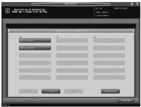 KONICA MINOLTA Bizhub PRO 951 - [03 Kontostyring] - [01 Registrering af kontostyring] - 2