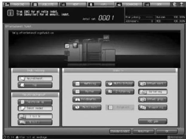 Trk (OK) for at rette inst. Trk (Annulier) for at email, inst. Antal set 000.1 Pre jobong: ———— Rei/min 100.00% Koremsv: 0 KDO 100.00% Afterload unit Volg afterbehandl signfunktion Indl. setting Top level Top Text position Text line up Text read Till N Till L Machan Marking Multi-Step Offset set 1 Huller Multi-Step Offset ring Foldstartin Multi-Step Reset point Trigger ring 100 gm Standard Input Analyze OK CIS.14 For till at mailage