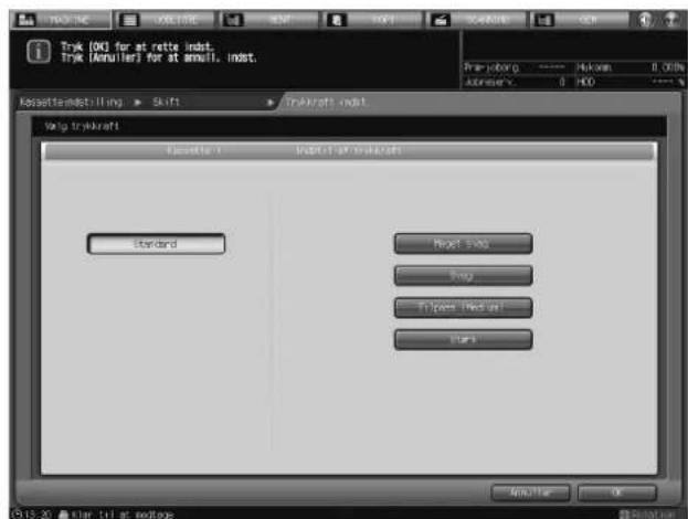 Tryk (OK) for at rette indst. Tryk (Ammuller) for at email. indst. Kossettemabilling > Shift > Trykkrafts indst Vang trykkraft Classify 1 Indist at trykkrafts Standard Next step Sing Filter Next up Start Apply OK 13.20 ▲ Star till at endpage Rotation