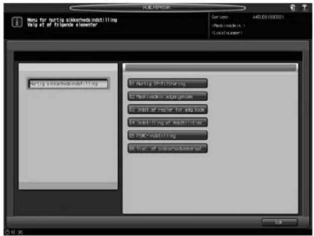 Multi-Perilog Menu for hurt is sikkerheds indetilling Vulg et af folgende elementar Servicer: A40.091000001 (Plask mode in...) (Local number) Sertig sikkerheds indetilling M Hertig IP-frihrering M Pisk mode in siskerheds M Inst at reiter for asg kock M Indetilling of WebRITsler M PSK-indetilling M Yun, af sikkerhedsenterel OK