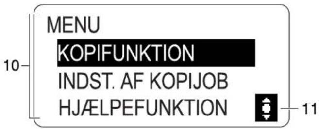 MENU KOPIFUNKTION INDST. AF KOPIJOB HJÆLPEFUNKTION 10 11