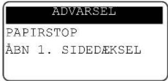 ADVARSEL PAPIRSTOP ÅBN 1. SIDEDEKSEL