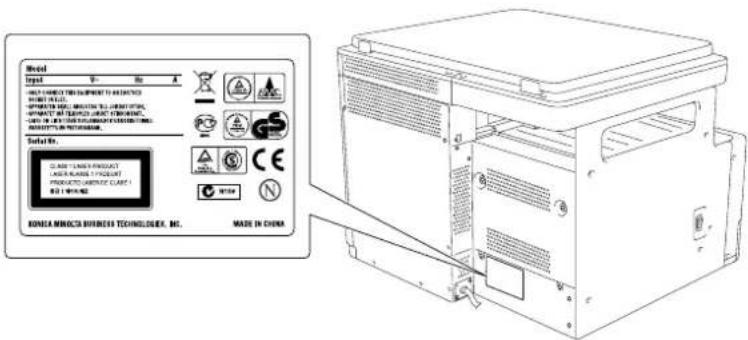 KONICA MINOLTA Bizhub 165 - Laser-sikkerhedsmærkat - 1
