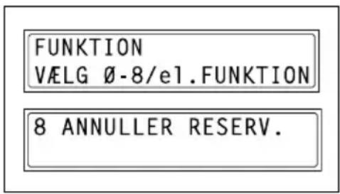 FUNKTION VÆLG Ø-8/e1.FUNKTION 8 ANNULLER RESERV.