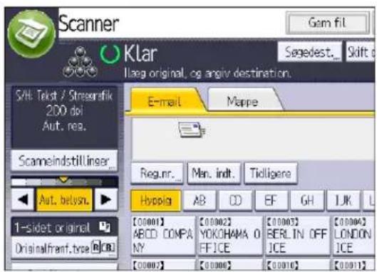 Scanner Gem fil Klar Ilaag original, og angiv destination. S/H: Tekst / Streamafik 2DO dol Aut. rea. Scanneindstillinger E-mail Mappe Reg.nr... Man. indt. Tidligere Hyopig AB DD EF GH LJK L 1-sidet original Originalfrant.type [00001] ABCD COMPANY YOKOHAMA O FFICE [00002] [00003] BERLIN OFF JCE [00004] LONDON ICE [00005] [00006] [00007] [00008] [00009] [00010]