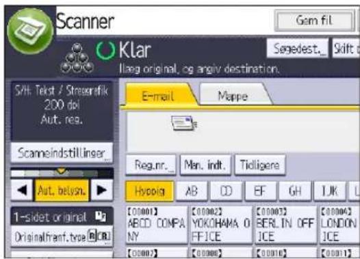 Scanner Klar S### original og angiv destination. E-mail Mappe Reg.nr... Man. indt. Tidligere Hyppig AB DD EF GH LJK 1-sidet original Originalfrant.tree [0001] [00001] ABCD COMPANY [00002] YOKOHAMA O FFICE [00003] BERLIN OFF ICE [00004] LONDON ICE [00005] [00006] [00011]