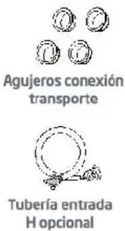 Agujeros conexión transporte Tubería entrada H opcional