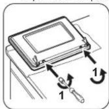 Diagram showing a device with labeled parts and directional arrows indicating rotation or movement