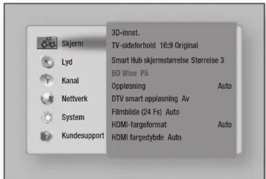 Skjerm 3D-innst. TV-sideforhold 16:9 Original Lyd Smart Hub skjermstørrelse Størrelse 3 Kanal BD Wise På Opplosning Auto Nettverk DTV smart opplosning Av System Filmbilde (24 Fs) Auto HDMI-fargeformat Auto Kundesupport HDMI fargedybde Auto