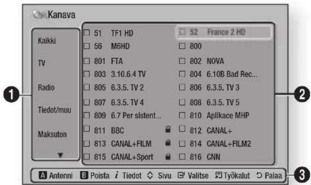 Kanava Kaikki TV Radio Tiedot/muu Maksuton 51 TF1 HD 56 M6HD 801 FTA 803 3.10.6.4 TV 805 6.3.5. TV 2 807 6.3.5. TV 4 809 6.7 Per slistent... 811 BBC 813 CANAL+FILM 815 CANAL+Sport 52 France 2 HD 800 802 NOVA 804 6.10B Bad Rec... 806 6.3.5. TV 3 808 6.3.5. TV 5 810 Aplikace MHP 812 CANAL+ 814 CANAL+FILM2 816 CNN Antenni Poista i Tiedot Sivu Valitse Työkalut Palaa