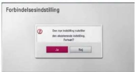 Forbindelsesindstilling Den nye indstilling subfitter des akstierende indstilling, Fortuer? Je Nej
