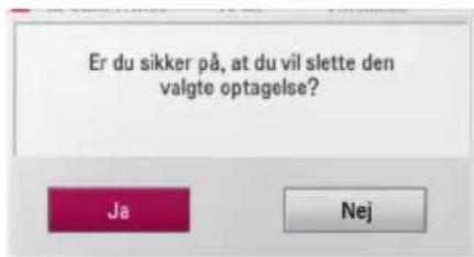 Er du sikker på, at du vil slette den valgte optagelse? Ja Nej