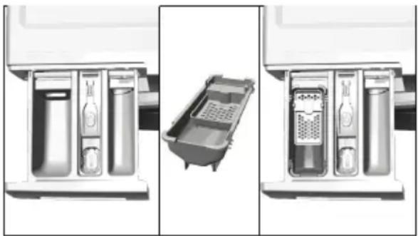 GRUNDIG GWN 57640 WBC - Brug af flydende vaskemidler Hvis der medfølger en kop til den flydende sæbe: - 1