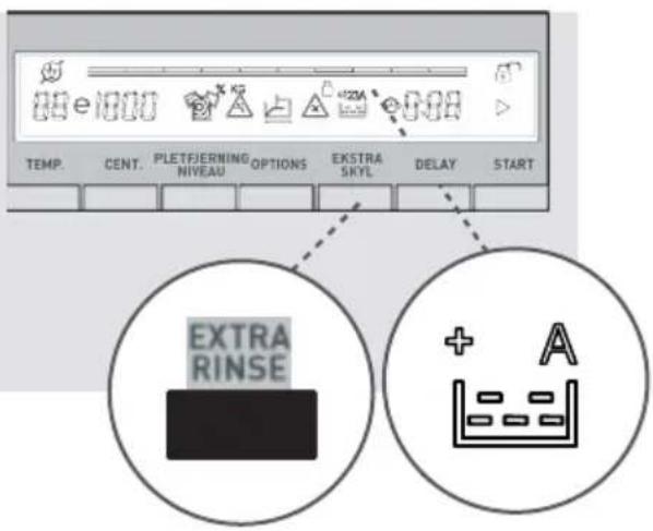 TEMP. CENT. PLETFIERNING OPTIONS EKSTRA DELAY START EXTRA RINSE + A