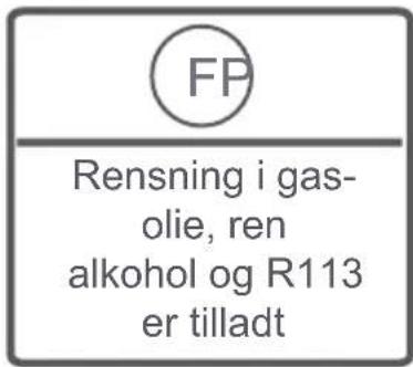 FP Rensning i gas- olie, ren alkohol og R113 er tilladt