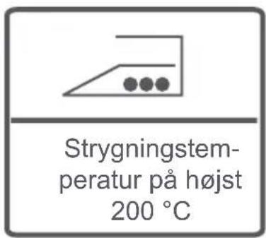 Strygningstem- peratur på højst 200 °C