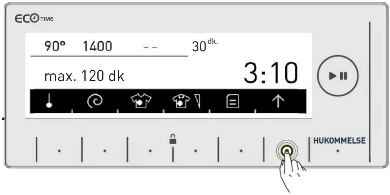 ECO TIME 90° 1400 -- 30dk. max. 120 dk 3:10 HUKOMMELSE