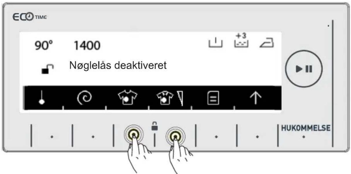 ECO TIME 90° 1400 Nøglelås deaktiveret HUKOMMELSE