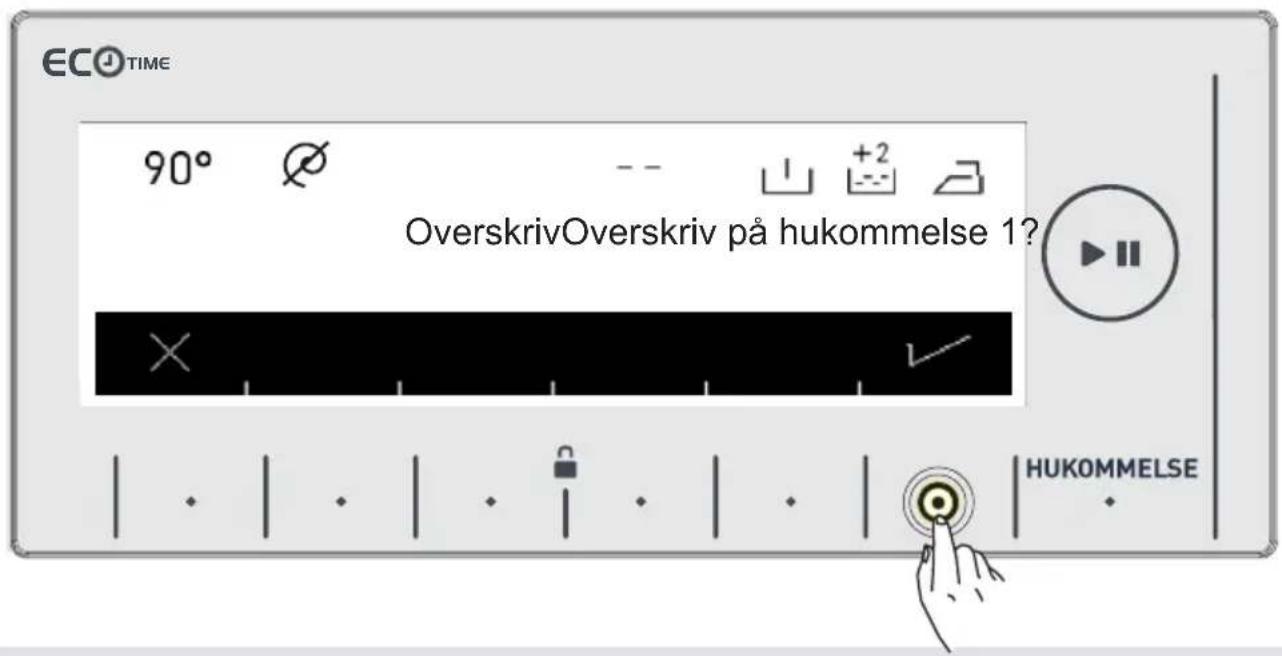 ECO TIME 90° -- +2 OverskrivOverskriv på hukommelse 1? × ✓ HUKOMMELSE