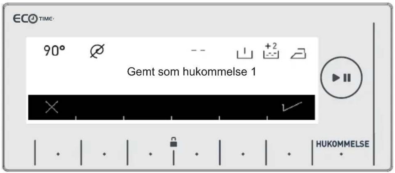 ECO TIME 90° Gemt som hukommelse 1 HUKOMMELSE