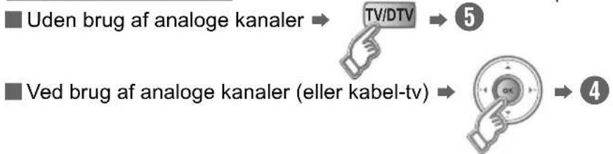 graph LR A["Uden brug af analoge kanaler"] --> B["TV/DTV"] C["Ved brug af analoge kanaler (eller kabel-tv)"] --> D["OCT"] B --> E["5"] D --> F["4"]