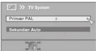 TV-system Primær PAL Sekundær Auto