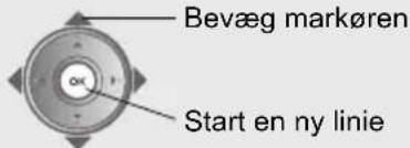 Bevæg markøren Start en ny linie