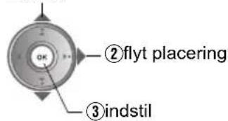 ②flyt placering ③indstil