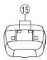 Diagram showing a cable labeled 'a' connected to a plug, and a circular component with four pins (labeled b) inside, no text or symbols present.