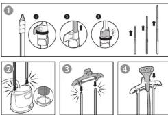 Illustration showing four-step spray application steps with numbered instructions and tool illustrations