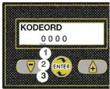 KODEORD 0 0 0 0 1 2 3 ENTER