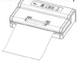 Technical line drawing of a printer with paper output, labeled in Chinese characters