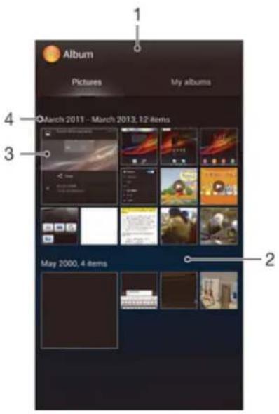 SONY Xperia go (ST27i) - Oversigt over Billeder fane - 1
