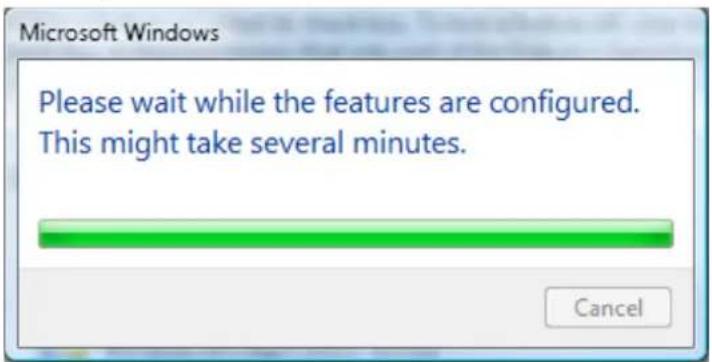 Microsoft Windows Please wait while the features are configured. This might take several minutes.