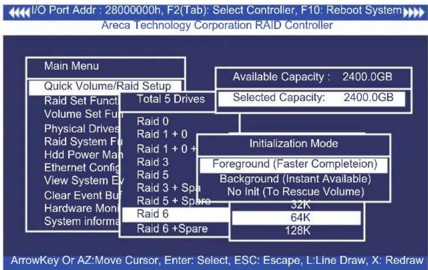 I/O Port Addr : 28000000h, F2(Tab): Select Controller, F10: Reboot System Areca Technology Corporation RAID Controller Main Menu Quick Volume/Raid Setup Raid Set Funct Volume Set Fun Physical Drives Raid System Fun Hdd Power Man Ethernet Config View System Ev Clear Event Buf Hardware Mon System info…