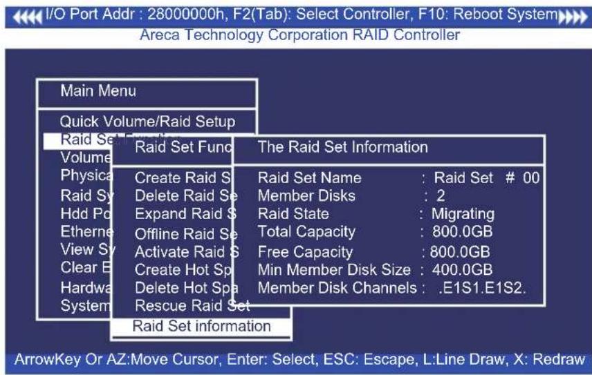 I/O Port Addr : 28000000h, F2(Tab): Select Controller, F10: Reboot System Areca Technology Corporation RAID Controller Main Menu Quick Volume/Raid Setup Raid Set Function Volume Physical Raid Set Name : Raid Set # 00 Create Raid Set Delete Raid Set Member Disks : 2 Hdd Po Expand Raid $ Raid State :…