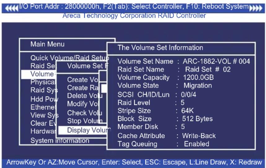 I/O Port Addr : 28000000h, F2(Tab): Select Controller, F10: Reboot System Areca Technology Corporation RAID Controller Main Menu Quick Volume/Raid Setup Raid Set Volume Set F Volume Physical Create Vo Raid Sys Create Ra Hdd Pow Delete Vol Ethernet Modify Vol View Sys Check Volu Clear Ev Stop Volum H…