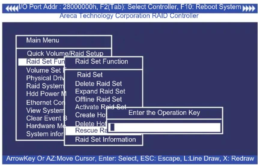 I/O Port Addr : 28000000h, F2(Tab): Select Controller, F10: Reboot System Areca Technology Corporation RAID Controller Main Menu Quick Volume/Raid Setup Raid Set Fun Volume Set F Physical Driv Raid System Hdd Power M Ethernet Con View System Clear Event B Hardware Mo System info Raid Set Function Ra…