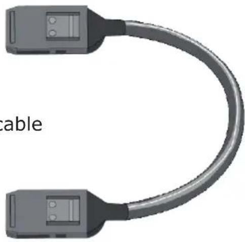3D rendering of a flexible cable with two connectors (no text or symbols visible)