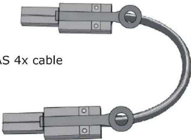 3D rendering of a mechanical cable with two cylindrical components and a curved wire (no text or symbols)